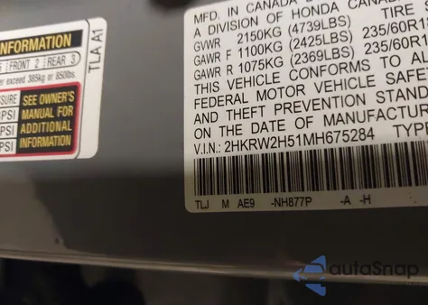 2021 Honda Cr-V Awd Ex z USA, uszkodzony, nr VIN 2HKRW2H51MH675284